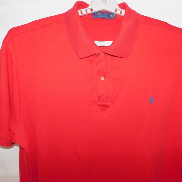 Polo Ralph Lauren Mens 2XB / XXL Red Short sleeve Blue Pony Polo Shirt - Picture 2 of 9
